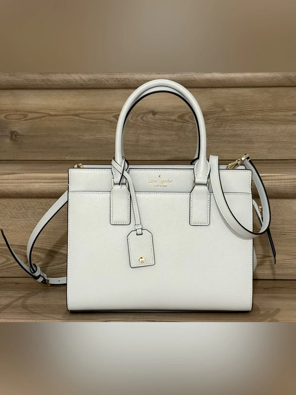 KATE SPADE Medium Cameron Satchel - Pale Sapphire Saffiano Leather - Gold HW NEW